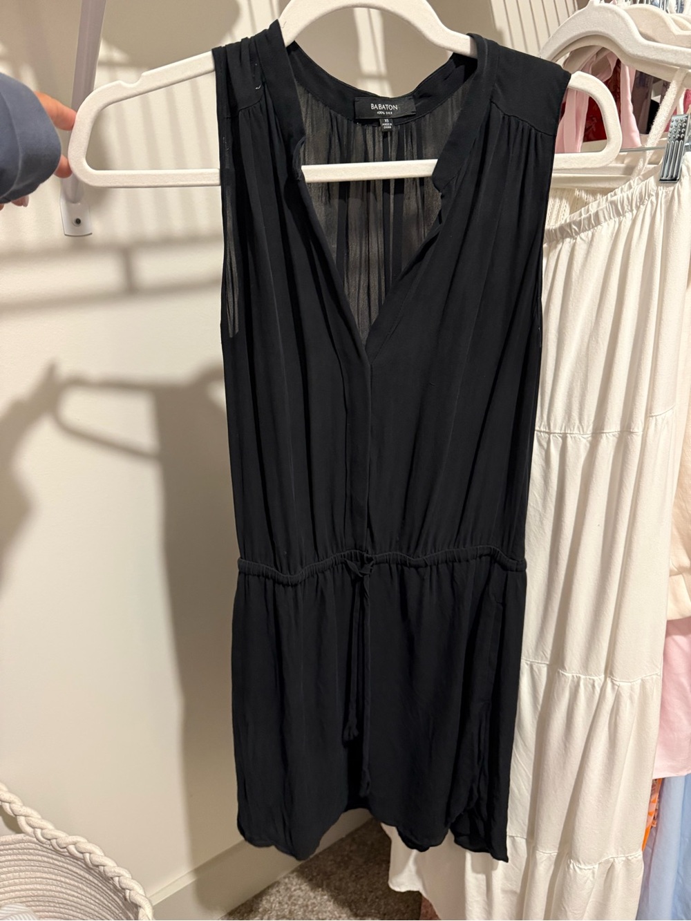 Aritzia Babaton Black Sleeveless V-Neck Mini Dress